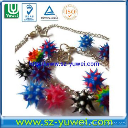 Quirky Multicoloured Spiky Rubber Bead Bracelets hot sell